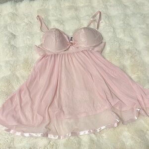 Daisy Fuentes Push-up See-through Soft Pink Chemise